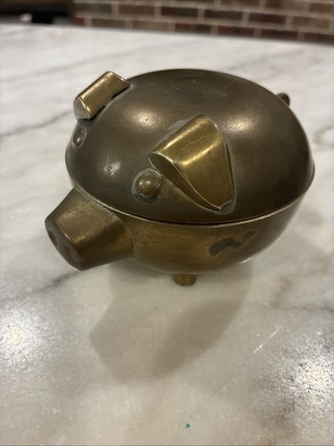 Vintage brass pig trinket - pig, dish