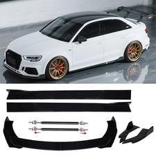 For Audi A3 S3 8V A4 S Line Front Bumper Lip Splitter + Side Skirts + Rear Spats