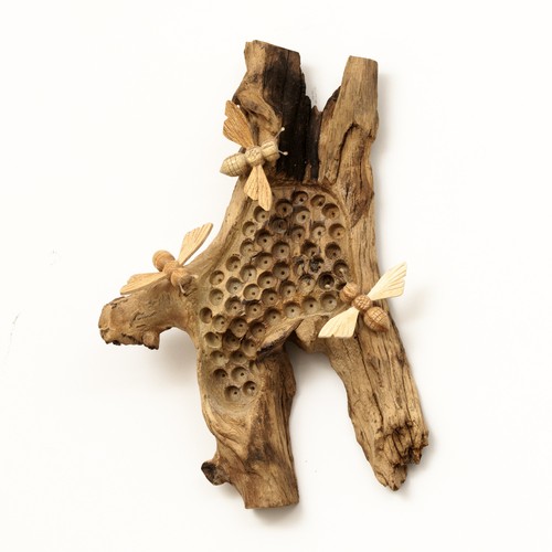 Teak root beehive - root, wall