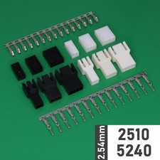 KF2510 2.54mm Plug+Socket+Crimps Black/White 2-4p Connector W2W (Molex KK Style)