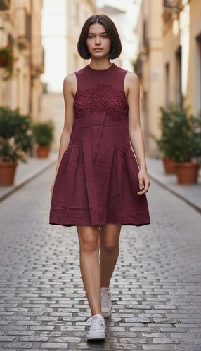 Apricot maroon dress s - apricot,