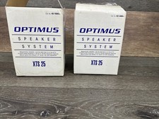 Pair Of Vintage Optimus XTS-25 Bookshelf Speakers 10 Watts 8 Ohm Walnut Grain