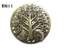 steampunk badge brooch tree of life clockwork watch parts cogs gearwheels #RN11