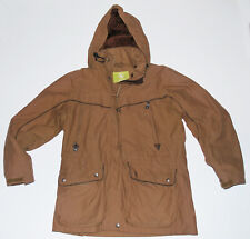 Aigle Mens Size Medium Brown Sand Jacket Hooded Lined Parka Coat Equestrian