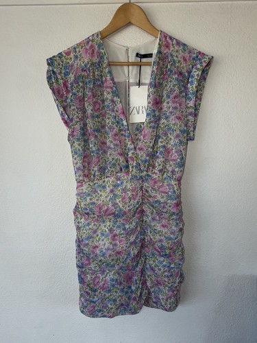Zara floral ruched mini dress - zara,