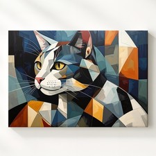 Cubist Cat Canvas Modern