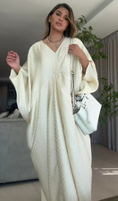 H&M Limited Edition Satin Long Kaftan V-Neck Dress Pale Yellow M/L  XL/XXL New