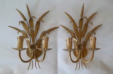 Pair Of Mid century Wheatsheaf Wall Light Fittings Hollywood Regency