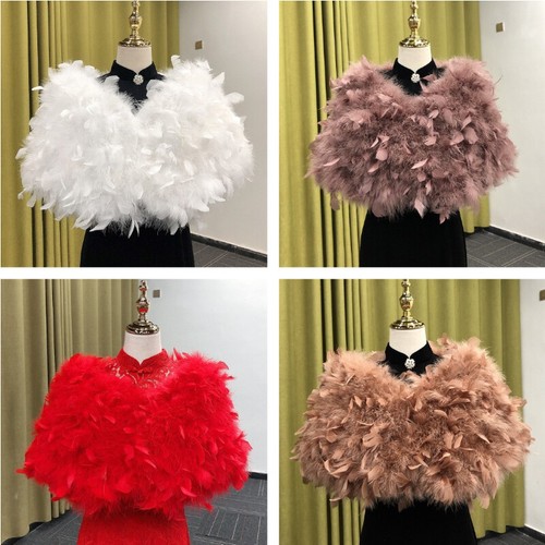 Women faux fur feather wrap - women,
