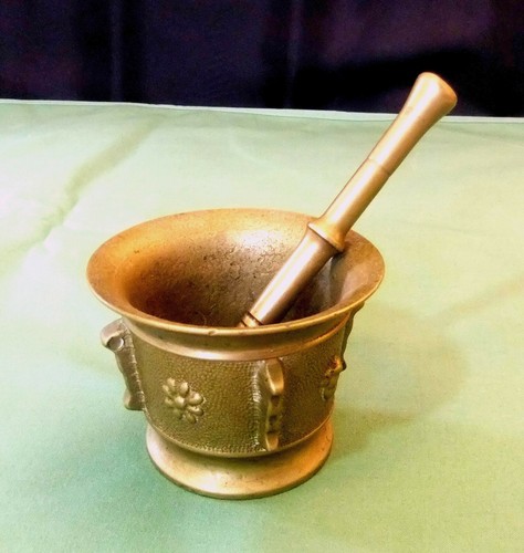 Small gilded bronze mortar - small,