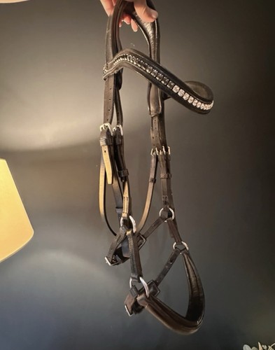 Bridle black leather drop - black, nose