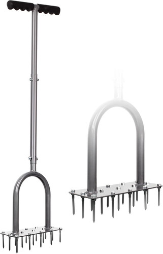 Lawn aerator tool with - lawn, rows