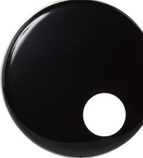 RockSolid Black Bass Drum Head Skin With Pre-Cut Porthole + Muffle Ring 