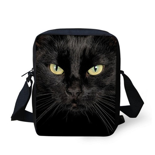 Cartoon black cat messenger - black,
