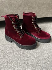 Lee Cooper Originals Women's Red Velvet Boots Size. Uk 3