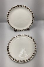 2 x Meakin Glo-White Ironstone Random Pattern 10” Dinner Plates - Replacements C