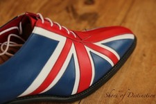 Jeffery West Union Jack Red White Blue Leather Oxford Lace Up Shoes UK 8 US 9