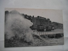 ROUGH SEA FROM CENTRAL PIER ,BLACKPOOL OLD POSTCARD SHOWS TRAMS 