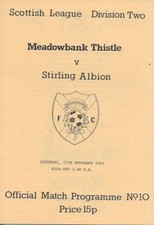Meadowbank Thistle (Promoted) v Stirling Albion Scottish League 27th Nov 1982
