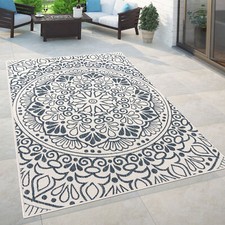 Indoor & Outdoor Rug, For Balcony And Terrace With Oriental Pattern, In Blue