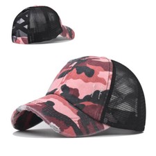 Bun Hat Cotton Summer Sun Sport Camouflage Ponytail Baseball Cap Ladies High