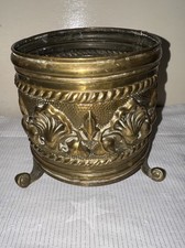 Vintage embossed brass plant - embossed,