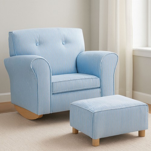 Blue and white stripe rocking - and,