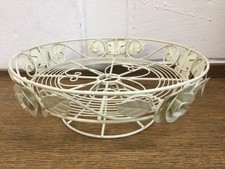 Cream Metal Shabby Chic Style Pedestal Fruit Bowl / Cake Stand with Roses