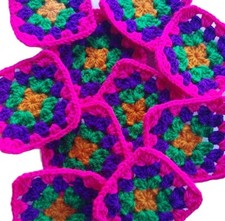 20 Crochet Granny Squares Bright Colour Scheme 3-inch