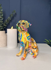 Modern Graffiti Print Sitting Boxer Dog Ornament Sculpture | Trendy Home Decor |