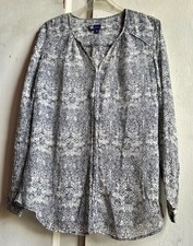 ♲Gorgeous *JIGSAW* William Morris Brer Rabbit Blue Buttons 100% Silk Top 8♲