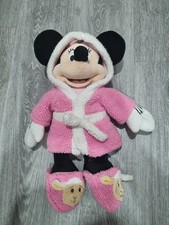 Disney Store  Minnie Mouse With Pink Dressing Gown & Slippers removable 