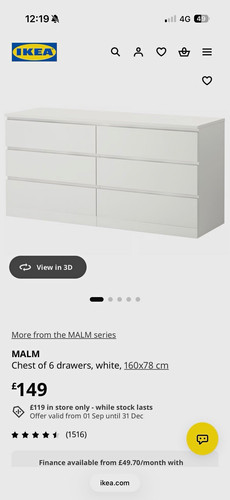 Ikea malm chest drawers - ikea, of