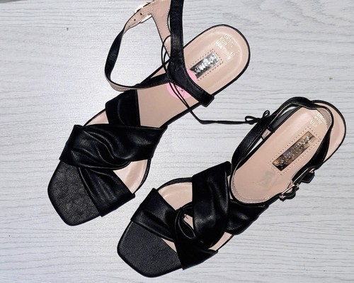 Primark black strappy block - black,