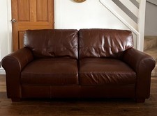 Lovely Leather 3 Seater Sofa Dark Tan Leather