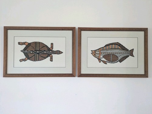 Pair aboriginal art embroidery - pair,