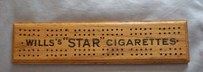VINTAGE WILLS's STAR CIGARETTES OAK WOODEN CRIBBAGE BOARD CRIB