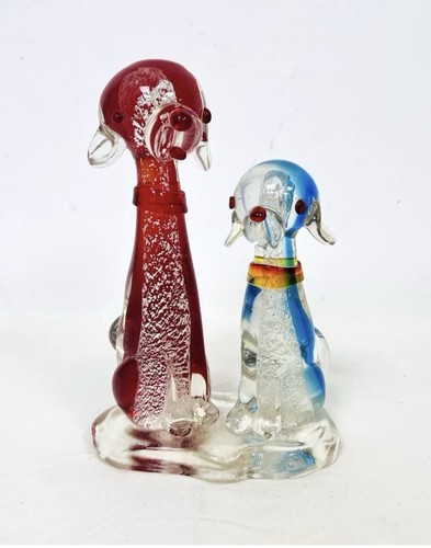 Murano art glass double - murano, dog