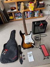 Squier by Fender Electric Guitar and Fender Mustang 1 v.2 Amplifier, plus extras