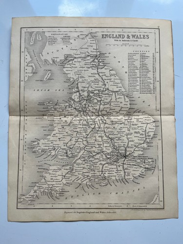 Antique map england - map, of