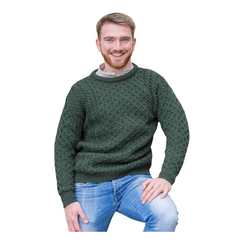 Mens aran sweater - aran, pine