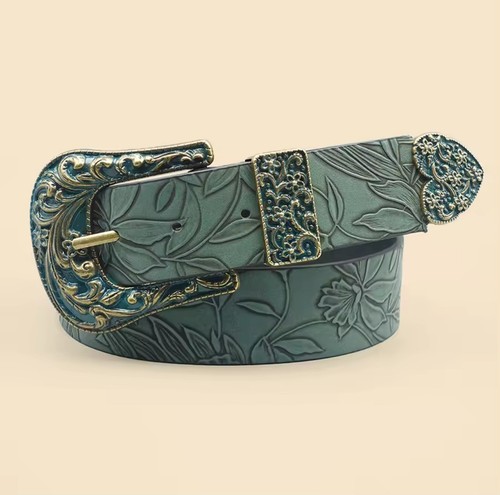 Mens leather cowboy belt - leather,