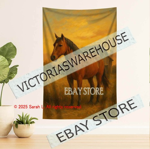 Horse pasture tapestry wall