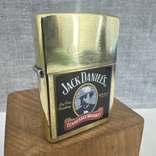 2001 BRASS ZIPPO LIGHTER - JACK DANIELS OLD No 7 TENNESSE WHISKEY - boxed - rare