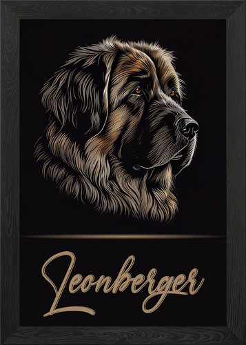 Leonberger portrait framed - portrait,