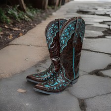 Ariat Brown Leather Turquoise