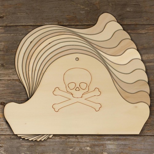 10x wooden pirate hat - 10x,
