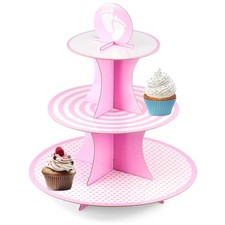 3 Tier Cardboard Cupcake Stand Birthdays Afternoon Tea Baby Showers Stand Pink