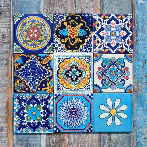 Mexican tiles turquoise mix - tiles,