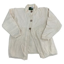 Glencroft Wool Aran Knit Cardigan Chunky Button Cream Sweater Womens Small